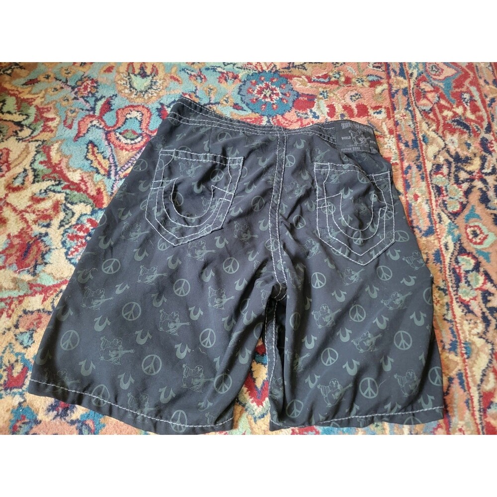 TRUE RELIGION BOARDWALK SWIM TRUNKS CHARCOAL BLACK SIZE 36 MENS